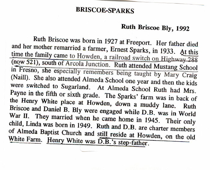 Ruth Briscoe and Daniel Bly marry and live at Hawdon.